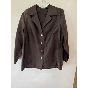 Sutton Studio Vintage Chocolate Brown 100% Silk  Blazer 16w 16 Button Up Blouse